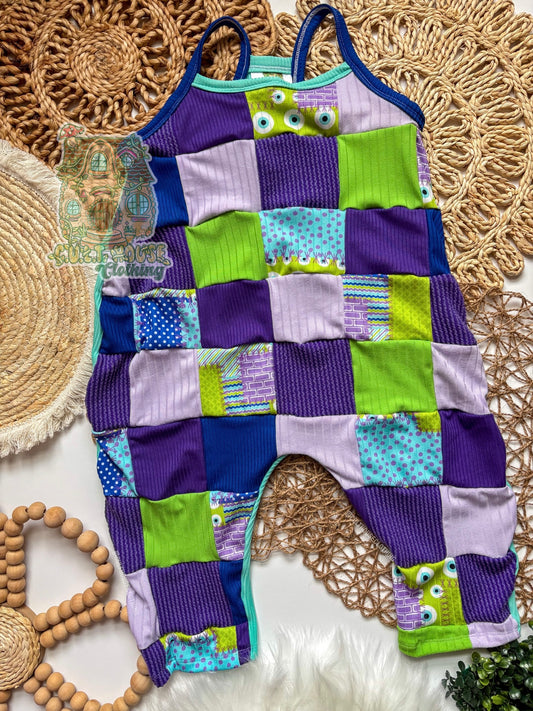 Scaring Is Caring Patchwork Sage Jumpsuit (2T)