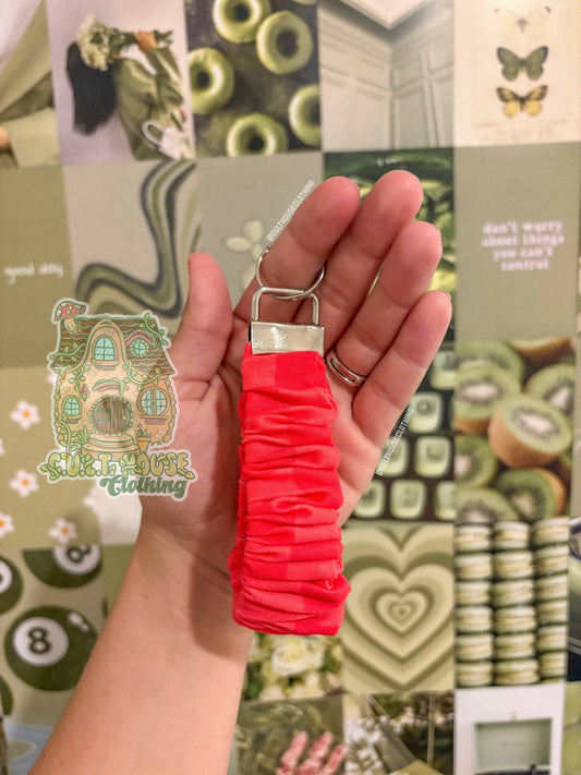 Neon Pink Checks Keychain