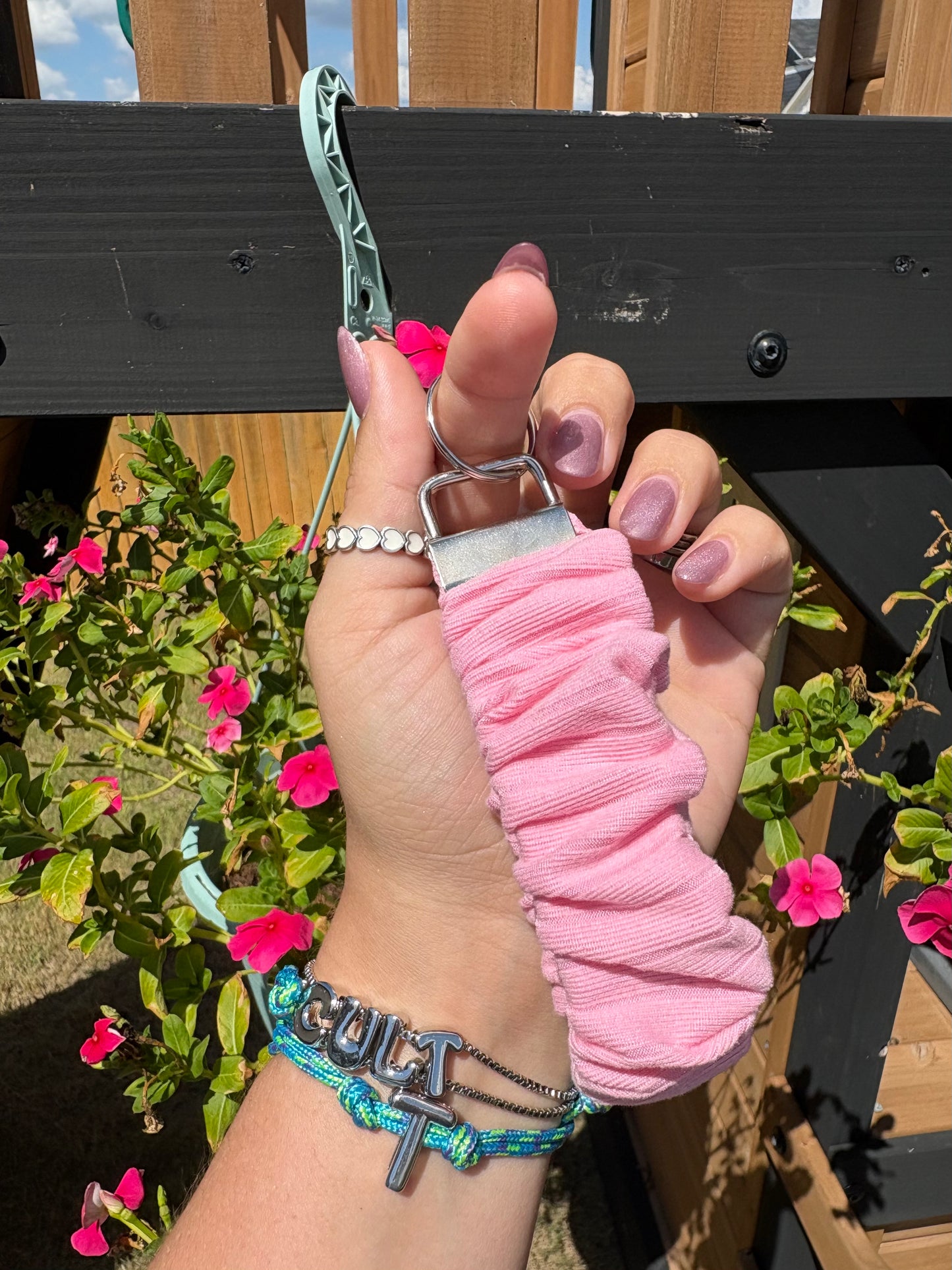Baby Pink Rib Knit Keychain