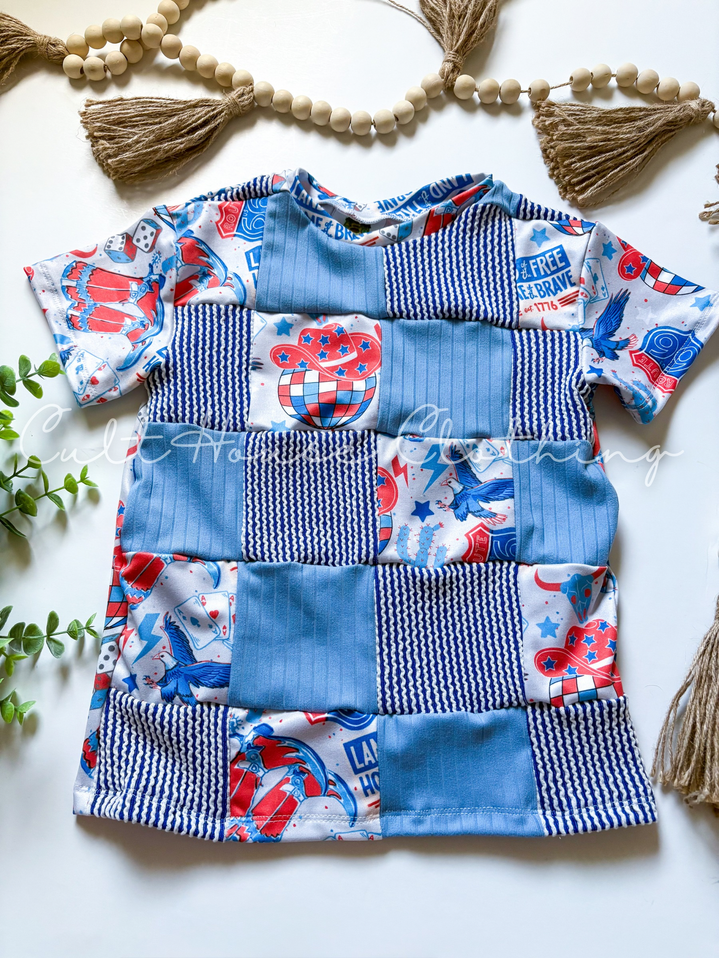 Land of the Free Patchwork Basic Tee (3T)