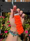Neon Orange Rib Knit Keychain