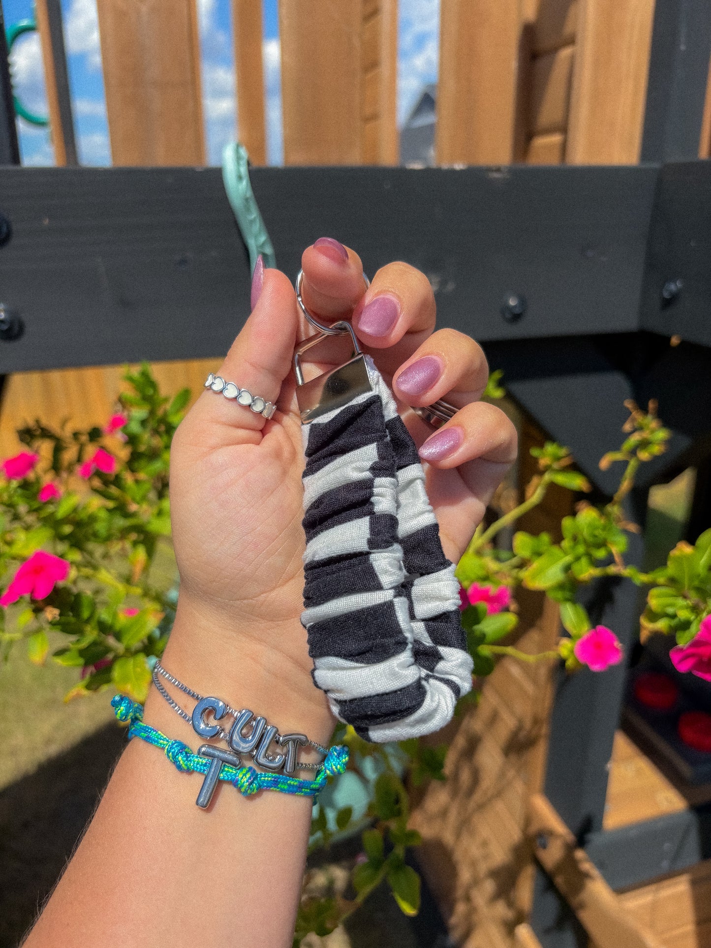Black & White Checkered Keychain