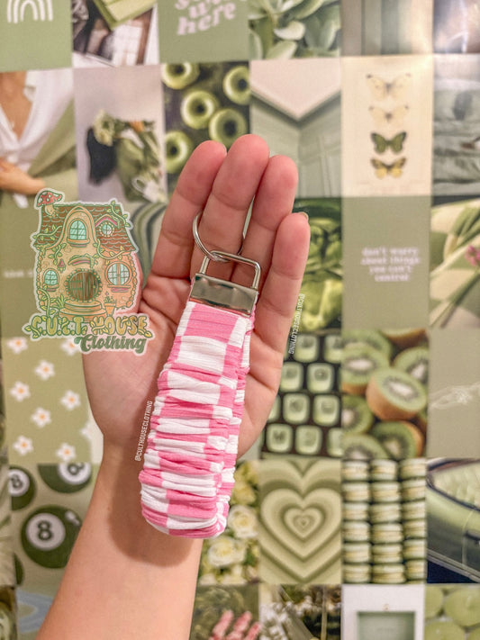 Pink Checks Keychain
