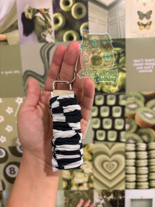 Black N White Checks Keychain