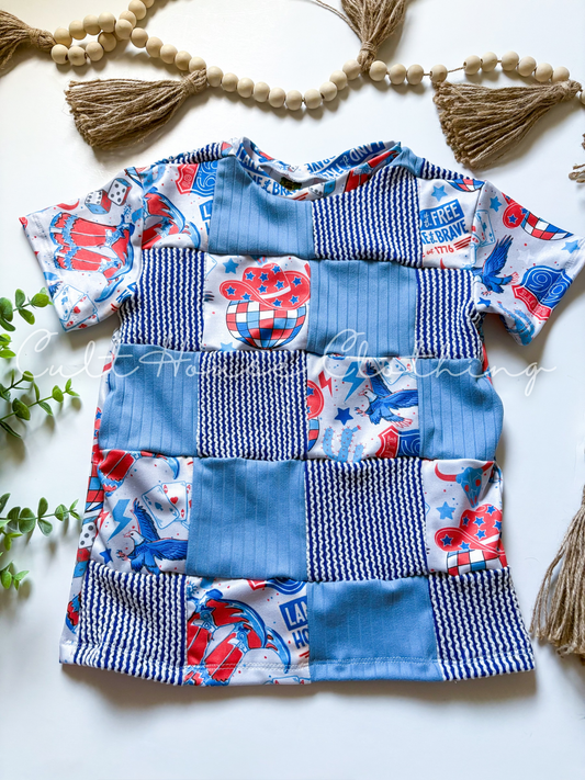 Land of the Free Patchwork Basic Tee (3T)